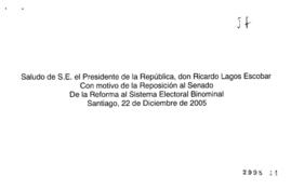 Notas para Intervención del Presidente de la República con motivo de Reposición al Senado de Refo...