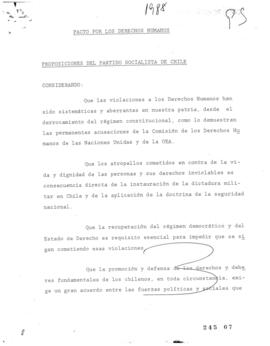 Pacto por los Derechos Humanos. Proposiciones del Partido Socialista de Chile