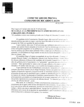 Se llega a la presidencia cuando se está en el corazón del pueblo. Dijo Lagos en Copiapó ante más...