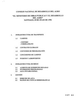 El ministerio de Obras Públicas y el desarrollo del agro. Informe