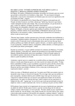 Promulgación política de fomento pequeña y mediana minería