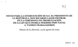 Notas para Intervención del Presidente de la República en Ceremonia de Promulgación de Ley que Ot...