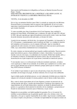 Intervención del Presidente de la República en Puesta en Marcha Sistema Procesal Penal - Vicuña