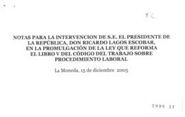 Notas para Intervención del Presidente de la República en Promulgación de Ley que Reforma Libro V...