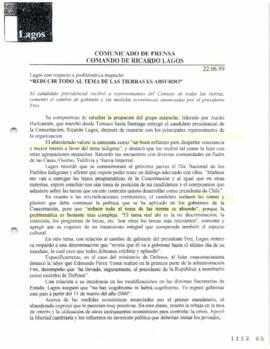 Reducir todo al tema de las tierras es absurdo. Lagos con respecto a problemática mapuche. Comuni...