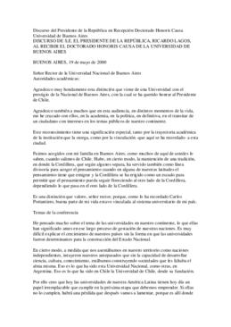 Discurso del Presidente de la República en Recepción Doctorado Honoris Causa Universidad de Bueno...