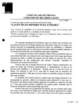 Lavín no es minero ni es aymara. Comando de Lagos contento con primera emisión de la franja