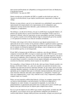 Intervención del Presidente de la República en Inauguración del Centro de Mediación y Conciliació...