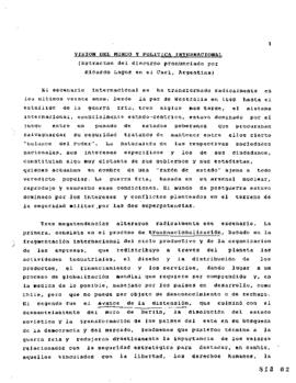 Visión de Mundo y Política Internacional. Discurso