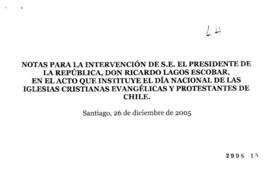 Notas para Intervención del Presidente de la República en Acto que Instituye el Día Nacional de l...