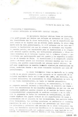 Propuesta de Informe y Resoluciones de Conferencia Nacional Sindical Partido Socialista