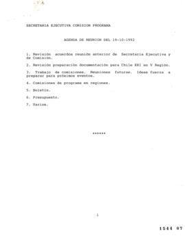 Secretaría Ejecutiva Comisión Programa Agenda Reunión del 19-10-1992