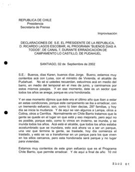 Declaraciones de SE el Presidente de la República, d. Ricardo Lagos Escobar, al Programa Buenos D...