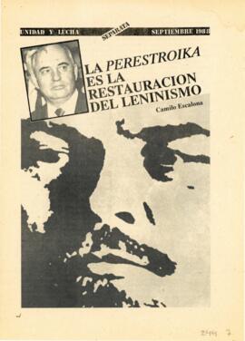 La Perestroika es la Restauración del Leninismo. Artículo