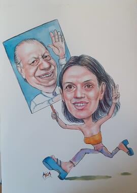 Caricatura de Ricardo y Francisca Lagos