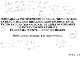 Notas para Discurso en Tercer Encuentro Nacional de Jefes de Unidades de Intervención Familiar Pr...
