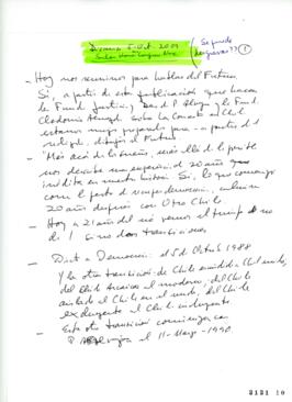 Notas para Discurso de Ricardo Lagos con motivo del Aniversario Plebiscito de 05 Octubre 1988
