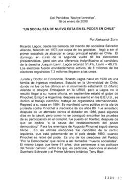 Un socialista de nuevo está en el poder en Chile. Artículo de Prensa Ruso relativo a Historia y P...