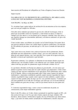 Intervención del Presidente de la República en Visita a Empresa Conservera Pentzke