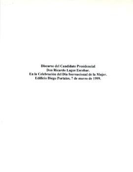 Discurso del Candidato Presidencial Ricardo Lagos en el Día Internacional de la Mujer