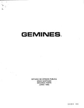 Estudio de Opinión Pública en el Gran Santiago 1992 relativo a Temas Económicos y Políticos II Parte