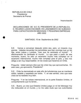Declaraciones de S.E. el Presidente de la República, d. Ricardo Lagos Escobar, en Lanzamiento de ...