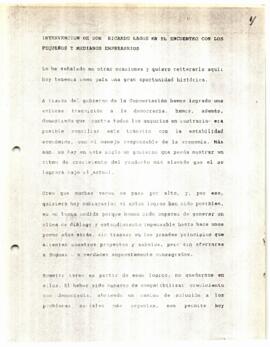 Intervención de don Ricardo Lagos en el Encuentro con Pequeños y Medianos Empresarios