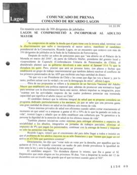 Lagos se comprometió a incorporar al adulto mayor. En reunión con más de 300 dirigentes de jubila...