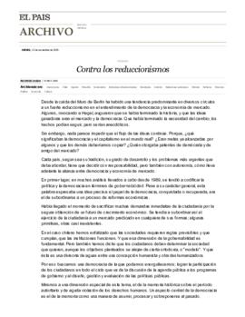 Contra los reduccionismos. Columna del Presidente Ricardo Lagos