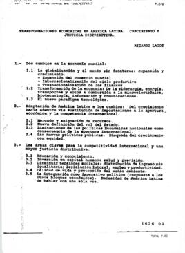 Minuta relativa a Transformaciones Económicas en América Latina