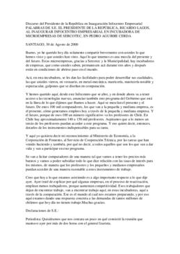 Discurso del Presidente de la República en Inauguración Infocentro Empresarial
