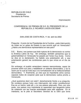 Conferencia de Prensa del Presidente de la República en Costa Rica