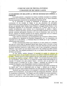 Avanzaremos con relación al tipo de sociedad que empieza a emerger. Comunicado de Prensa Interno