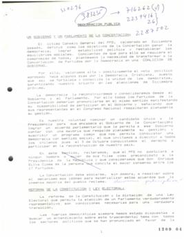 Declaración Pública de Partido Por la Democracia relativa a Elecciones de Diciembre y Reformas Co...