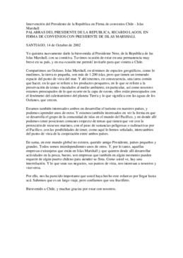 Intervención del Presidente de la República en Firma de convenios Chile - Islas Marshall