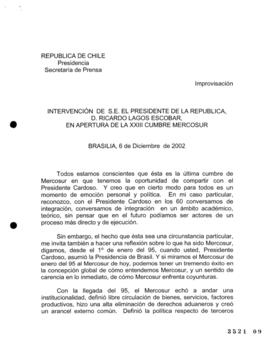 Intervención de S.E. el Presidente de la República, D. Ricardo Lagos Escobar, en Apertura de la X...