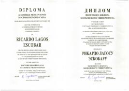 Diploma Doctor Honoris Causa otorgado por la Academia Moscoviensis (Universidad Lomonosov de Mosc...