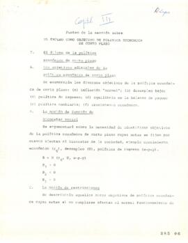 Punteo de la sección sobre el Empleo como Objetivo de Política Económica de Corto Plazo