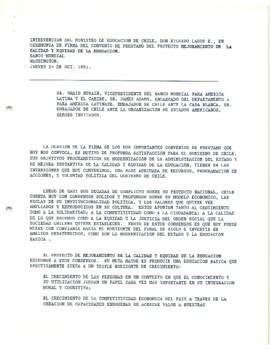 Intervención del Ministro de Educación de Chile, don Ricardo Lagos E. en Ceremonia de Firma del C...