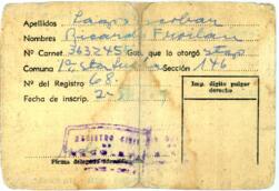 Certificado de Inscripción Ricardo Lagos E. en el Registro Civil