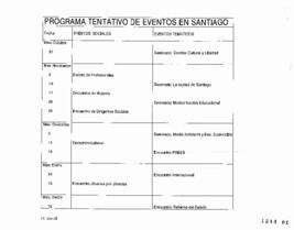 Programa tentativo Eventos Precandidatura Presidencial Ricardo Lagos en Santiago