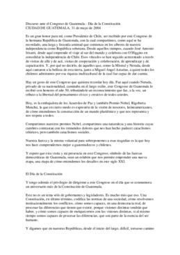 Discurso del Presidente de la República ante el Congreso de Guatemala - Día de la Constitución