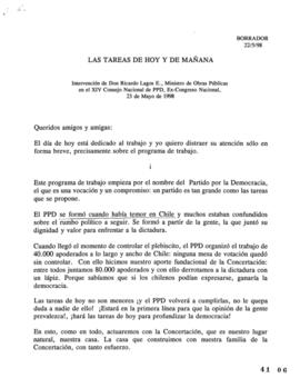 Las Tareas de Hoy y de Mañana. Intervención