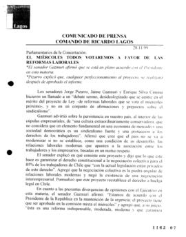 Parlamento de la Concertación: El miércoles todos votaremos a favor de las reformas laborales