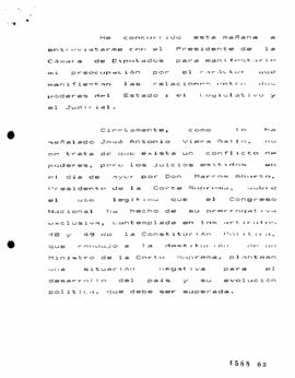 Declaración de Ricardo Lagos relativa a destitución de Ministro de la Corte Suprema