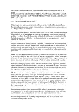 Intervención del Presidente de la República en Encuentro con Presidente Electo de Brasil