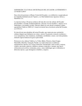 Inauguración exhibición Lo Femenino y lo Masculino en el Ecuador Ancestral