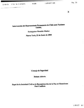 Discurso de Embajador Heraldo Muñoz ante Naciones Unidas relativo a Papel de Sociedad Civil en Re...