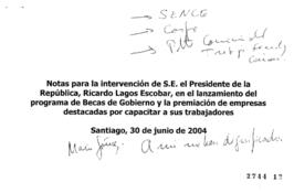 Notas para Discurso en Lanzamiento del Programa de Becas de Gobierno y Premiación de Empresas Des...