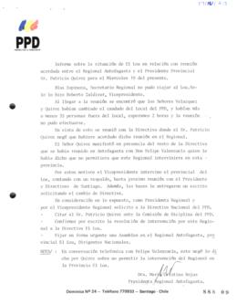 Informe relativo a Situación de Partido Por la Democracia de El Loa